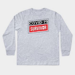 Coronavirus Covid-19 Survivor Black / Red Design Kids Long Sleeve T-Shirt
